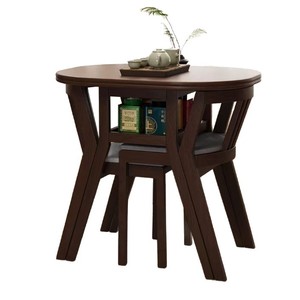Conjunto de Mesa y Sillas de Madera Maciza para Balcón, Una Mesa y Dos Sillas Extensibles para Apartamentos Pequeños, para Beber Té - Product Image 3