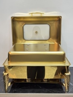 Ensemble de service de luxe 9L en acier inoxydable doré avec chauffe-plat électrique intégré pour buffet de mariage