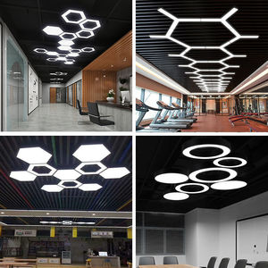 Plafonnier LED géométrique moderne en acier inoxydable, design carré, hauteur réglable, corps doré, haute luminosité 3500K lumière du jour - Product Image 2