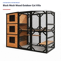 Maison pour chat en bois massif à 4 niveaux avec plusieurs plateformes, résistante aux intempéries, pour chats et petits animaux, utilisation intérieure/extérieure