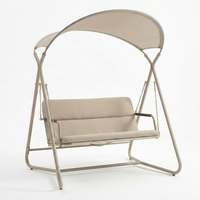 Fauteuil balançoire moderne 2 places pour l'extérieur, structure en acier avec revêtement en poudre, balançoire de jardin en maille texturée haute résistance avec auvent