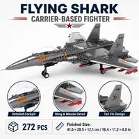 Série de jouets de construction d'avions militaires chasseurs embarqués Flying Shark No.551 pour la vente en gros, modèle STEM, pour les magasins de cadeaux