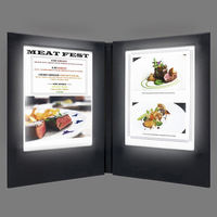 Menu en cuir personnalisé avec éclairage LED, 2 pages, dossier de menu LED rechargeable, livre de menu LED pour les boîtes de nuit