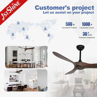 Ventilateur de plafond 1stshine 52 pouces en bois massif pour salon et chambre, ultra silencieux, commande intelligente par application, pales réversibles