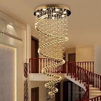 Lustre de villa de style européen pour escalier, idéal pour salon à double hauteur, en spirale, en cristal, romantique et décoratif pour restaurant