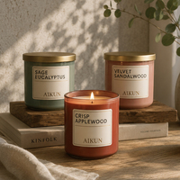 AIKUN Bougie parfumée à combustion longue durée avec logo personnalisé dans un coffret cadeau exquis Ambiance salon Bougie parfumée