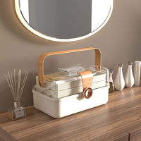 Organisateur de médicaments, boîtes de rangement en plastique, bacs, organisateur de médicaments pliable à 3 niveaux, boîte de rangement en plastique rigide avec poignées