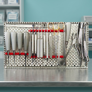 Ensemble de plateaux d'instruments dentaires vétérinaires en acier inoxydable, kit d'outils chirurgicaux avec bande en silicone pour clinique vétérinaire canine - Product Image 6