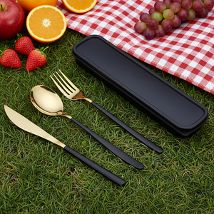 Reusable Korean Style Camping Stainless Steel Colorful Handle Fork Spoon Knife <strong>with</strong> <strong>Case</strong> <strong>Travel</strong> <strong>Cutlery</strong> <strong>Set</strong> - Product Image 2