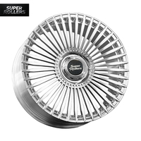 Jante personnalisée en alliage d'aluminium argenté, design turbine multi-rayons, 20 pouces 8J 5x120, finition polie pleine face, pour Muscle Car, berline de luxe, véhicule de croisière