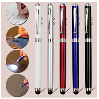 Stylo multifonction EACAJESS 4-en-1 : stylet, pointeur laser couleur, lumière LED, stylo à bille métallique 0,5 mm – Vente en gros