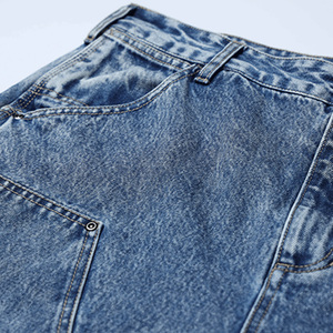 <span class=keywords><strong>Pantaloni</strong></span> Cargo <span class=keywords><strong>Blu</strong></span> di Alta Qualità <span class=keywords><strong>con</strong></span> Grandi Tasche, Stile Retro Lavato, Jeans da Uomo Prodotti in Fabbrica - Product Image 5