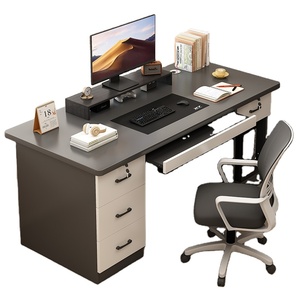 Commercial <b>Desk</b> Student Writing Study with Drawer Lock <b>Simple</b> Computer <b>Desk</b> Desktop Bedroom Wooden & Plastic Modern - Product Image 1