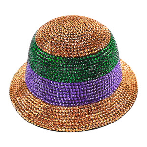 Chapeau de pêcheur multicolore orné de strass scintillants, accessoire de mode pour la protection solaire en extérieur - Product Image 5