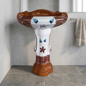 Sterling Coloured Ceramic Pedestal Basin with Rear Drain for Floor Standing Bathrooms - Product Image 4