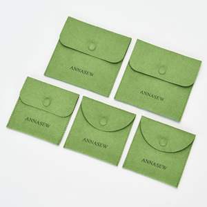 High-grade <b>Velvet</b> Jewelry <b>Bag</b> Microfiber Lining Snap Closure Modern Stylish Design for Necklace Earring Storage Factory - Product Image 2