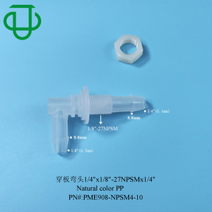 JU <b>PP</b> Plastic External Thread Elbow Hose Barb Connector 6.4mm Industrial Use - Product Image 2
