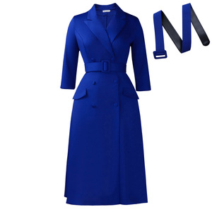 Abiti da Ufficio Eleganti Vintage Personalizzati Taglie Forti Primaverili Midi a Trapezio Eco-Friendly con Vita Impero Doppiopetto da Donna per Lavoro Formale - Product Image 5