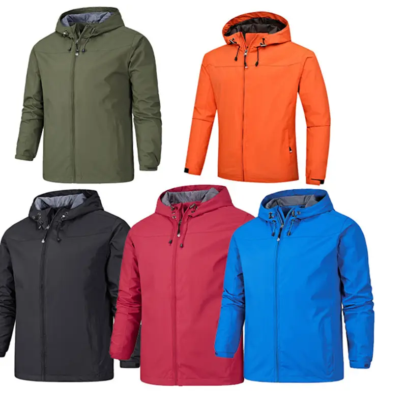 Mannen En Najaar Hooded Wind En Regen Proof Bergbeklimmen Pak Vrouwen Mannen Dunne Gedrukt Logo Jacket Solid kleur Jas