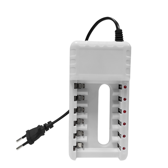 PUJIMAX High Quality 6 Slots Battery Power Station Aa Battery Charger Aaa Rechargeable Nimh Battery Charger 1.2v EU/UK/US Plug