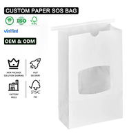 Sachet Doypack en papier kraft jetable anti-graisse avec fermeture à lien métallique et fenêtre, pour donuts, pain et café