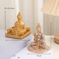 Statue de Bouddha Bougeoir Résine Peint à la Main Méditation Figurine Bouddha Décoration Intérieure Table Cadeau Zen