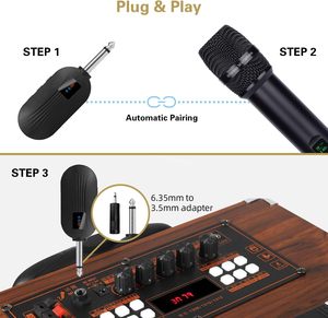 2.4GHz Professional Rechargeable <b>Receiver</b> with 6.35MM(1/4") and 3.5MM(1/8") Handheld Karaoke Microphone for Singing Church - Product Image 5