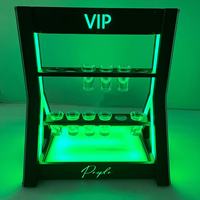 Présentoir à bouteilles LED noir à double étage avec logo personnalisé, capacité de 12 verres, présentoir lumineux pour bar, salon, plateau de service