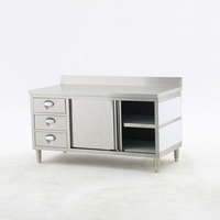 Armoire de rangement pour cuisine commerciale en acier inoxydable avec tiroirs et portes coulissantes, équipement de restaurant