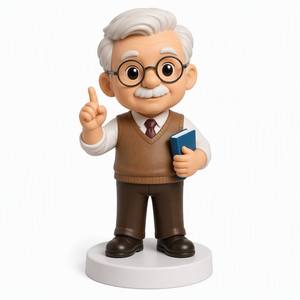 Statuetta in PVC Personalizzata OEM a Forma di Insegnante Cartoonesco, Figurina da Collezione in Vinile di Anziano Sagelloso per Decorazione Casa e Regalo Souvenir - Product Image 1