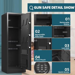 Coffre-fort électronique grande capacité pour armes à feu avec 3 méthodes de déverrouillage, support et étagère amovibles pour armes, armoire de sécurité en acier pour le rangement domestique - Product Image 4