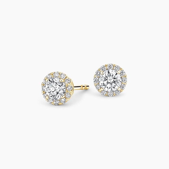 Exquisite Lab Diamonds Halo Earrings 14K D E F Color Round Gold Igi Certified Diamond Lab Grown Earring Stud