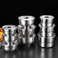 Bol à double récipient alimentaire en acier inoxydable pratique de haute qualité bol à salade en métal poli pour les enfants