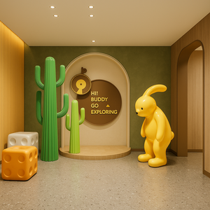 Escultura Artística de Cacto em Resina Pintada de Fibra de Vidro Personalizada JingYue para Decoração de Quarto Infantil e Creche - Product Image 2