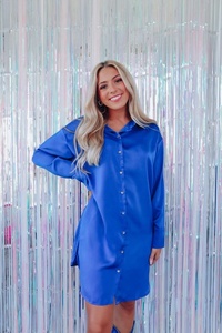KY Femme Camise manga larga personalizado botón Arriba camisas Turn-Down Collar <span class=keywords><strong>camisa</strong></span> vestidos mujeres Casual <span class=keywords><strong>azul</strong></span> satén tela - Product Image 2