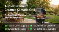 Barbecue Kamado Auplex Premium Série Blanche Moderne Robuste 15/18/22/27 Pouces au Charbon de Bois avec Chariot pour Cuisine Extérieure
