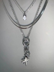 <span class=keywords><strong>Collana</strong></span> Vintage con ciondolo a forma di stella a otto punte con cuore a forma di stella placcata in platino placcato <span class=keywords><strong>argento</strong></span> Sterling alla moda - Product Image 3