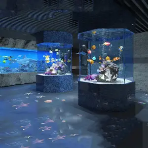 Fabricantes profissionais Produzir Personalizado Grande Túnel Quadrado Cilíndrico Tipo Acrílico Fish Tank Aquarium