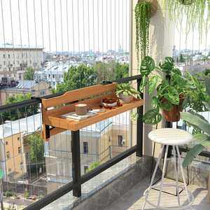 Creative flower stand, balcony railing, casual mini <b>bar</b> counter, courtyard fence, folding household solid wood railing, hanging - Product Image 2