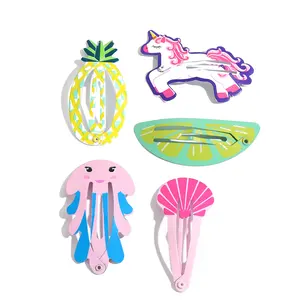 Wholesale High quality New Super Pink Unicorn Big Pineapple 5 Shapes 3 Colors Fabric Cute Hair Accessories For Kids Hair Pins