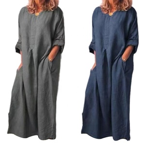 2025 Fabricantes de <span class=keywords><strong>ropa</strong></span> de mujer informal personalizada Novedades <span class=keywords><strong>Ropa</strong></span> de mujer <span class=keywords><strong>al</strong></span> <span class=keywords><strong>por</strong></span> <span class=keywords><strong>mayor</strong></span> Maxi vestido de lino de manga larga con bolsillo - Product Image 5