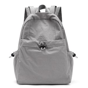 Foreign Trade Women's Casual Simple All-match Japanese Style Solid Color Pleated <b>Canvas</b> External <b>Frame</b> Large Capacity Travel - Product Image 5
