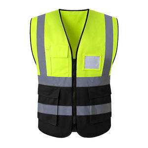 شعار مخصص 4 جيوب متعددة الوظائف سترة سلامة العمل رخيصة الثمن الفلورسنت الأصفر الأسود سترة سلامة عاكسة - Product Image 1