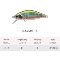 Leurre de pêche coulant 45 mm 4 g, modèle 9117, appât artificiel dur, mini crankbait pour truite, perche, eau douce