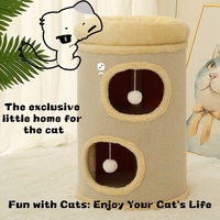 Arbre à chat en bois de luxe, tour d'escalade moderne pour chat, design antidérapant écologique, 2 niveaux, intérieur/extérieur, toutes saisons