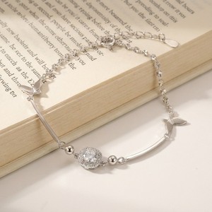 925 <b>Sterling</b> <b>Silver</b> Butterfly Chain <b>Bracelet</b> With Round Zircon Stone For <b>Women</b> Everyday Wear Classic Style Rhodium Plated - Product Image 6
