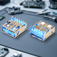 Connecteur USB 3.0 Type Femelle DIP à Angle Droit avec Coque en Laiton Étamé et Pied de Fixation Modèle U30DARRXX3XA1C-67 LCP+30% de la marque Ariba Technology