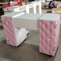 Table de manucure, poste de travail de technicien en nail art, salon de beauté, bureau avec coffre à 3 tiroirs, table à ongles blanche