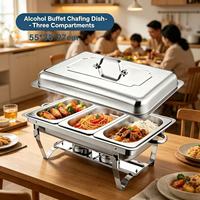 Chauffe-Plat Professionnel 5L en Acier Inoxydable avec Brûleur à Alcool et Support Pliable pour Buffets, Hôtels, Restaurants et Événements