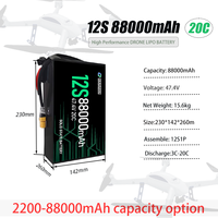 Recharge haute densité d'énergie 12S 67000mAh 88000mAh batterie LiPo à ions solides pour drone FPV et modèle RC passe-temps